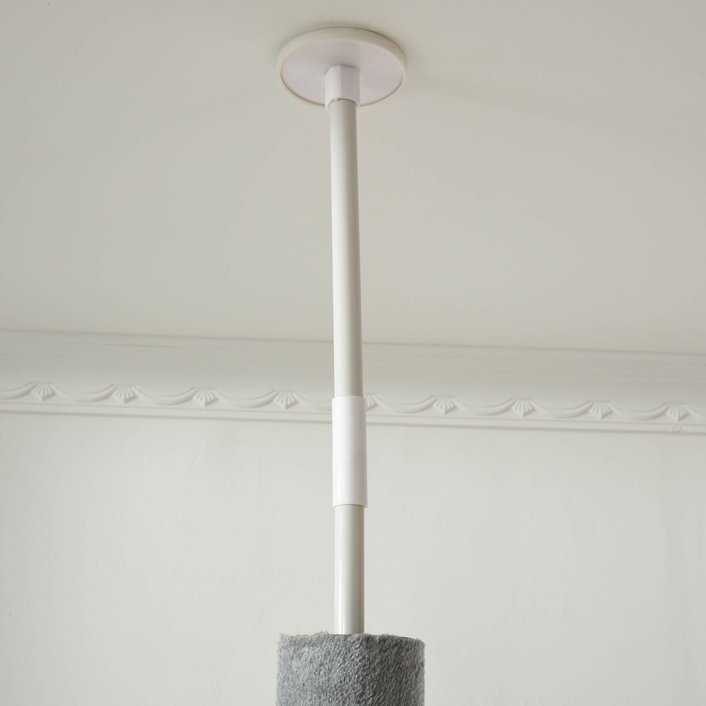 PawHut 100" Cat Tree Height Adjustable Floor-to-Ceiling 4-Tier Kitty Climbing Activity Center Condo Cat Toy with Scratching Post Hanging Balls Play Rest Post Pet Furniture Grey