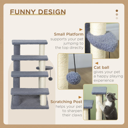 Pawhunt 4 Levels Cat Steps with Scratching Posts for High Bed, Sofa, Gray