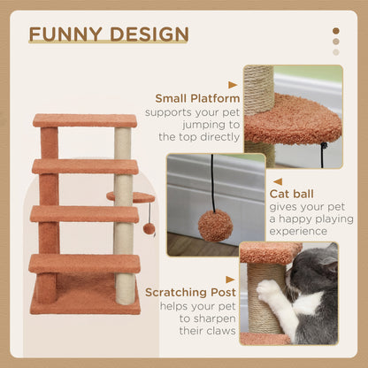Pawhunt 4 Levels Cat Steps with Scratching Posts for High Bed, Sofa, Brown